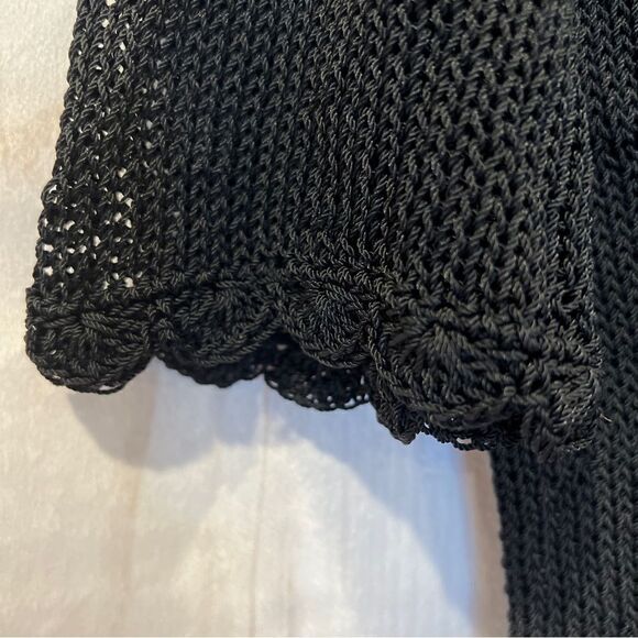 Vintage Black leather & Knit V-neck sweater Sz.M NWT - Picture 5 of 5